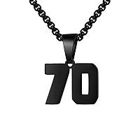 Number Necklaces Personalized Necklaces Black Initial Number Pendant Stainless Steel Chain Movement Necklaces For Men Women 70