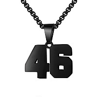 Number Necklaces Personalized Necklaces Black Initial Number Pendant Stainless Steel Chain Movement Necklaces For Men Women 46