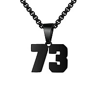 Number Necklaces Personalized Necklaces Black Initial Number Pendant Stainless Steel Chain Movement Necklaces For Men Women 73