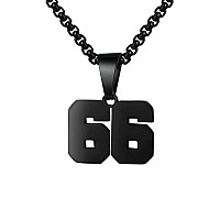 Number Necklaces Personalized Necklaces Black Initial Number Pendant Stainless Steel Chain Movement Necklaces For Men Women 66