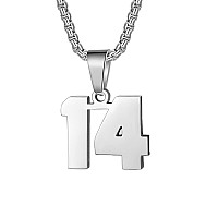 Number Necklaces Personalized Necklaces Silver Initial Number Pendant Stainless Steel Chain Movement Necklaces For Men Women 14