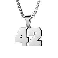 Number Necklaces Personalized Necklaces Silver Initial Number Pendant Stainless Steel Chain Movement Necklaces For Men Women 42