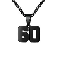 Number Necklaces Personalized Necklaces Black Initial Number Pendant Stainless Steel Chain Movement Necklaces For Men Women 60