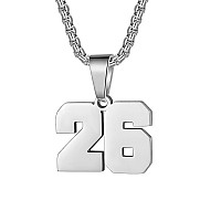 Number Necklaces Personalized Necklaces Silver Initial Number Pendant Stainless Steel Chain Movement Necklaces For Men Women 26