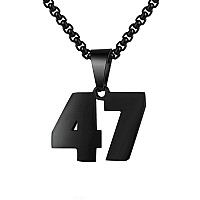 Number Necklaces Personalized Necklaces Black Initial Number Pendant Stainless Steel Chain Movement Necklaces For Men Women 47