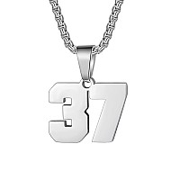 Number Necklaces Personalized Necklaces Silver Initial Number Pendant Stainless Steel Chain Movement Necklaces For Men Women 37