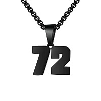 Number Necklaces Personalized Necklaces Black Initial Number Pendant Stainless Steel Chain Movement Necklaces For Men Women 72