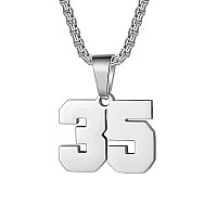 Number Necklaces Personalized Necklaces Silver Initial Number Pendant Stainless Steel Chain Movement Necklaces For Men Women 35