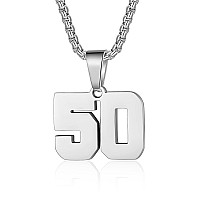 Number Necklaces Personalized Necklaces Silver Initial Number Pendant Stainless Steel Chain Movement Necklaces For Men Women 50