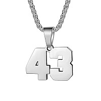 Number Necklaces Personalized Necklaces Silver Initial Number Pendant Stainless Steel Chain Movement Necklaces For Men Women 43