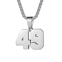 Number Necklaces Personalized Necklaces Silver Initial Number Pendant Stainless Steel Chain Movement Necklaces For Men Women 49