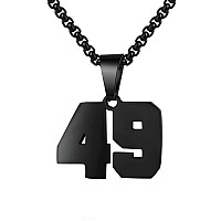 Number Necklaces Personalized Necklaces Black Initial Number Pendant Stainless Steel Chain Movement Necklaces For Men Women 49