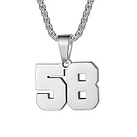 Number Necklaces Personalized Necklaces Silver Initial Number Pendant Stainless Steel Chain Movement Necklaces For Men Women 58