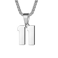 Number Necklaces Personalized Necklaces Silver Initial Number Pendant Stainless Steel Chain Movement Necklaces For Men Women 11