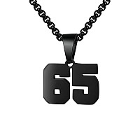 Number Necklaces Personalized Necklaces Black Initial Number Pendant Stainless Steel Chain Movement Necklaces For Men Women 65