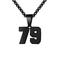 Number Necklaces Personalized Necklaces Black Initial Number Pendant Stainless Steel Chain Movement Necklaces For Men Women 79