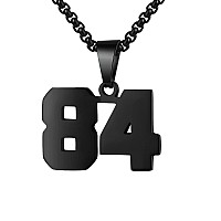 Number Necklaces Personalized Necklaces Black Initial Number Pendant Stainless Steel Chain Movement Necklaces For Men Women 84