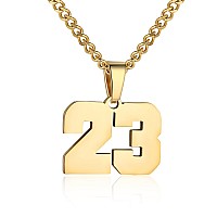 Number Necklace For Boy Athletes Gold Plated Number Chain Stainless Steel Charm Pendant Personalized Sports Jewelry For Men Bask