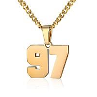 Number Necklace For Boy Athletes Gold Plated Number Chain Stainless Steel Charm Pendant Personalized Sports Jewelry For Men Bask