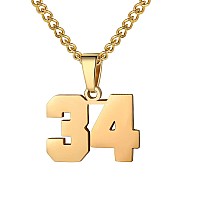 Number Necklace For Boy Athletes Gold Plated Number Chain Stainless Steel Charm Pendant Personalized Sports Jewelry For Men Bask