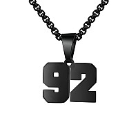 Number Necklaces Personalized Necklaces Black Initial Number Pendant Stainless Steel Chain Movement Necklaces For Men Women 92