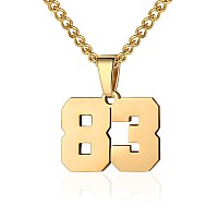 Number Necklace For Boy Athletes Gold Plated Number Chain Stainless Steel Charm Pendant Personalized Sports Jewelry For Men Bask