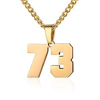 Number Necklace For Boy Athletes Gold Plated Number Chain Stainless Steel Charm Pendant Personalized Sports Jewelry For Men Bask