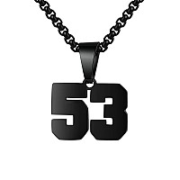 Number Necklaces Personalized Necklaces Black Initial Number Pendant Stainless Steel Chain Movement Necklaces For Men Women 53