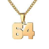 Number Necklace For Boy Athletes Gold Plated Number Chain Stainless Steel Charm Pendant Personalized Sports Jewelry For Men Bask