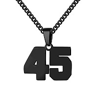 Number Necklace For Boy Athletes Black Number Chain Stainless Steel Charm Pendant Personalized Sports Jewelry For Men Basketball