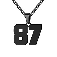 Number Necklace For Boy Athletes Black Number Chain Stainless Steel Charm Pendant Personalized Sports Jewelry For Men Basketball