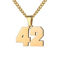 Number Necklace For Boy Athletes Gold Plated Number Chain Stainless Steel Charm Pendant Personalized Sports Jewelry For Men Bask