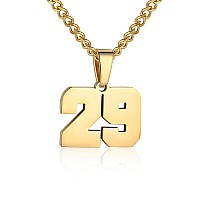 Number Necklace For Boy Athletes Gold Plated Number Chain Stainless Steel Charm Pendant Personalized Sports Jewelry For Men Bask