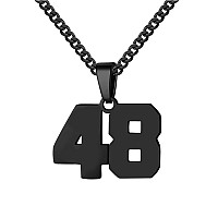 Number Necklace For Boy Athletes Black Number Chain Stainless Steel Charm Pendant Personalized Sports Jewelry For Men Basketball