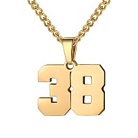 Number Necklace For Boy Athletes Gold Plated Number Chain Stainless Steel Charm Pendant Personalized Sports Jewelry For Men Bask