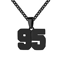 Number Necklace For Boy Athletes Black Number Chain Stainless Steel Charm Pendant Personalized Sports Jewelry For Men Basketball