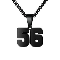 Number Necklaces Personalized Necklaces Black Initial Number Pendant Stainless Steel Chain Movement Necklaces For Men Women 56