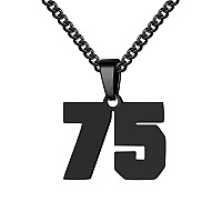 Number Necklace For Boy Athletes Black Number Chain Stainless Steel Charm Pendant Personalized Sports Jewelry For Men Basketball