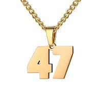 Number Necklace For Boy Athletes Gold Plated Number Chain Stainless Steel Charm Pendant Personalized Sports Jewelry For Men Bask