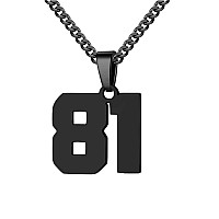 Number Necklace For Boy Athletes Black Number Chain Stainless Steel Charm Pendant Personalized Sports Jewelry For Men Basketball