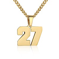 Number Necklace For Boy Athletes Gold Plated Number Chain Stainless Steel Charm Pendant Personalized Sports Jewelry For Men Bask