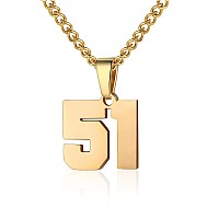 Number Necklace For Boy Athletes Gold Plated Number Chain Stainless Steel Charm Pendant Personalized Sports Jewelry For Men Bask