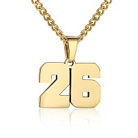 Number Necklace For Boy Athletes Gold Plated Number Chain Stainless Steel Charm Pendant Personalized Sports Jewelry For Men Bask