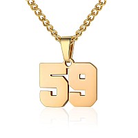 Number Necklace For Boy Athletes Gold Plated Number Chain Stainless Steel Charm Pendant Personalized Sports Jewelry For Men Bask