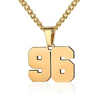 Number Necklace For Boy Athletes Gold Plated Number Chain Stainless Steel Charm Pendant Personalized Sports Jewelry For Men Bask