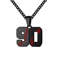 Number Necklace For Boy Athletes Black Number Chain Stainless Steel Charm Pendant Personalized Sports Jewelry For Men Basketball