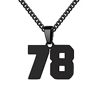 Number Necklace For Boy Athletes Black Number Chain Stainless Steel Charm Pendant Personalized Sports Jewelry For Men Basketball