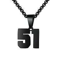 Number Necklaces Personalized Necklaces Black Initial Number Pendant Stainless Steel Chain Movement Necklaces For Men Women 51