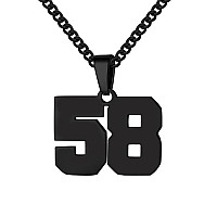 Number Necklace For Boy Athletes Black Number Chain Stainless Steel Charm Pendant Personalized Sports Jewelry For Men Basketball