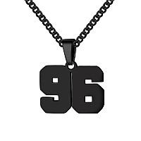 Number Necklace For Boy Athletes Black Number Chain Stainless Steel Charm Pendant Personalized Sports Jewelry For Men Basketball